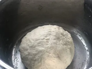 意式烤肠披萨,和成面团，盖保鲜膜，基础发酵至2倍大。我是放烤箱30度发酵60分钟。