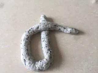 佛系养生黑芝麻辫子面包,第十七步:左边的搭在右边上