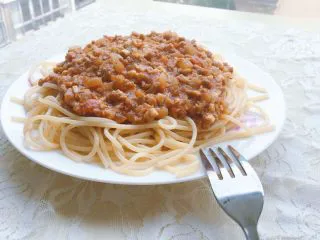 番茄蘑菇肉酱意大利面,成品图