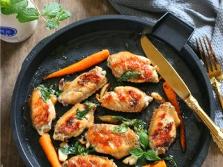 九层塔烤鸡翅,成品图