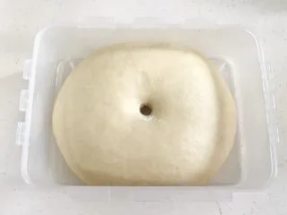 牛奶炼乳蔓越莓软欧,面团发至原来的两倍大,手指沾粉戳洞,不回缩不塌陷即可。