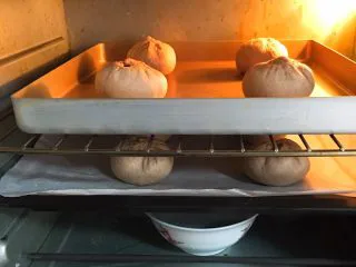 奶油黑麦奶酪包,送入烤箱两次发酵,方法同上也是60分钟。