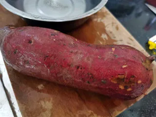 鸡翅酿地瓜泥,红心地瓜