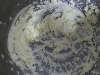 巧克力豆玛格丽特饼干,然后用电动打蛋器打发,打到羽毛状即可,如图