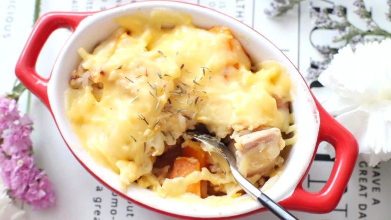 奶香南瓜鸡肉焗饭