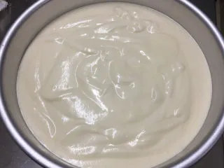 酸奶戚风蛋糕,倒入八寸模具里 。