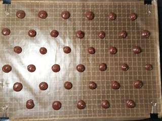 网红夏威夷果仁可可脆脆巧克力片 香港珍妮聪明小熊夏威夷果仁巧克力脆脆,15.挤大约一块钱硬币大小，每个之间要预留足够的间距，无论前后左右都保持好距离，每个大小争取一样；