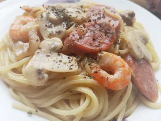 改版奶油意面,成品图