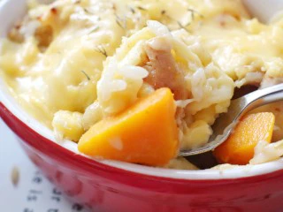 奶香南瓜鸡肉焗饭,一份奶香奶香的焗饭就好啦。