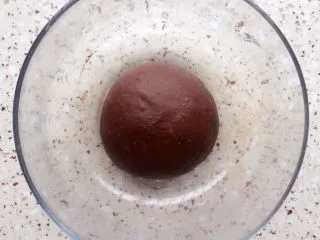 可可麻薯软欧包, 揉好的面团放盆里盖上保鲜膜 放室温发酵大约1小时左右