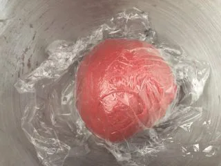 吃掉一朵花+红丝绒花儿面包,盖上保鲜膜进行一发