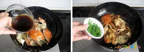 姜葱炒蟹的家常做法步骤11-12