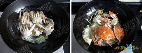 姜葱炒蟹的家常做法步骤9-10