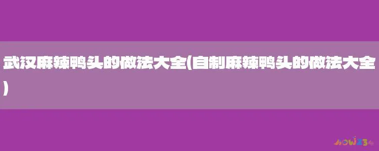 武汉麻辣鸭头的做法大全(自制麻辣鸭头的做法大全)