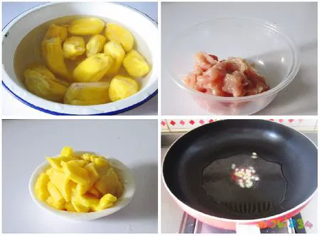 菠萝蜜炒肉片步骤1-4